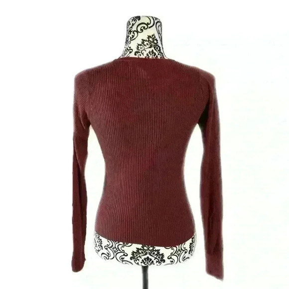 Oliver Perry 100% Silk Rustic Sun Red Ribbed Button Down Cardigan Shirt, PS - Picture 11 of 11